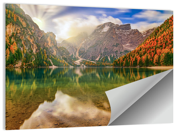 Lago Di Braies Sunrise Wall Art as a poster print