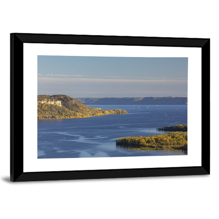 Mississippi River Autumn Panorama Wall Art as a framed print