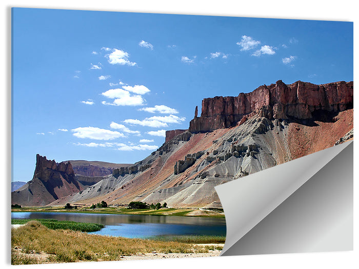 Band-e Amir Lakes and Rock Spire Wall Art as a poster print
