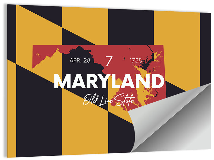 Maryland Flag Map Wall Art as a poster print