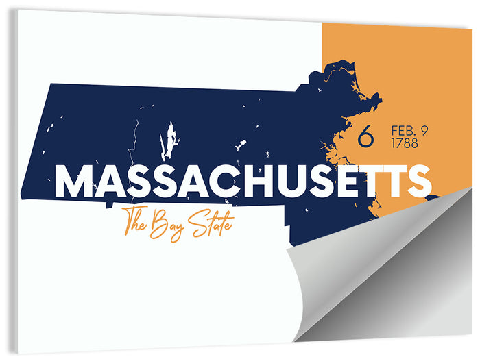 Massachusetts State Map Wall Art as a poster print