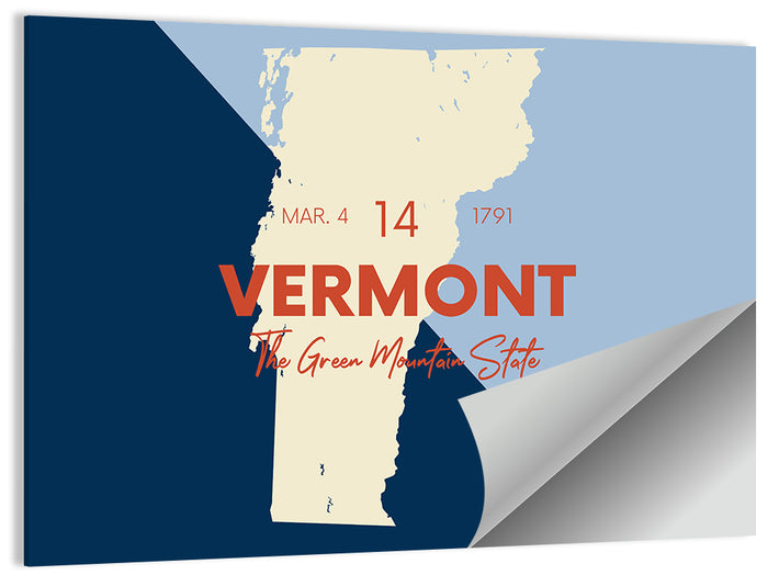 Vermont Map, Green Mountain State Wall Art as a poster print