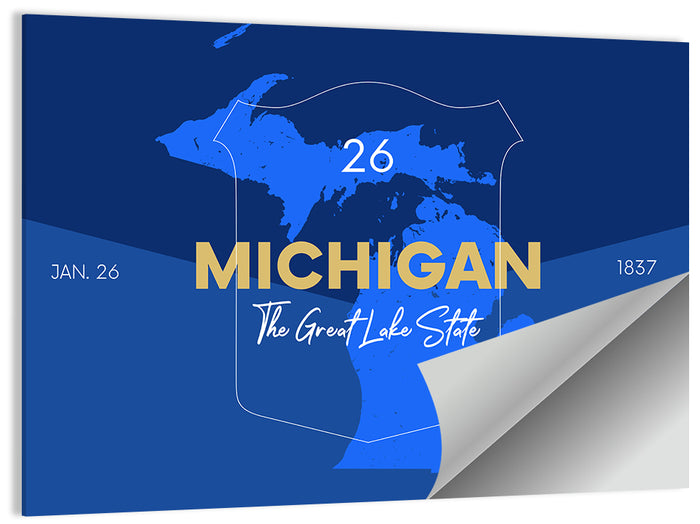 Michigan Shield Map Graphic Wall Art as a poster print