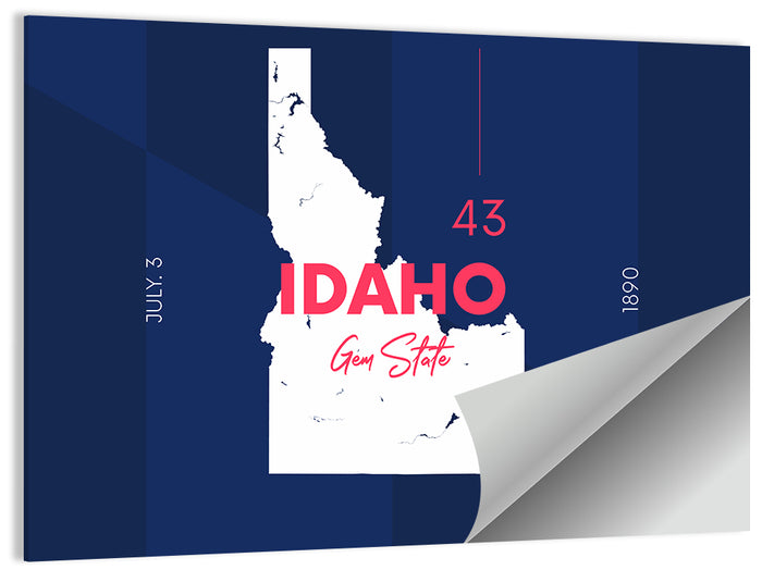 Idaho Gem State Map Wall Art as a poster print