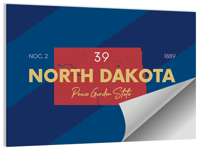 North Dakota Map Graphic Number 39 Wall Art as a poster print