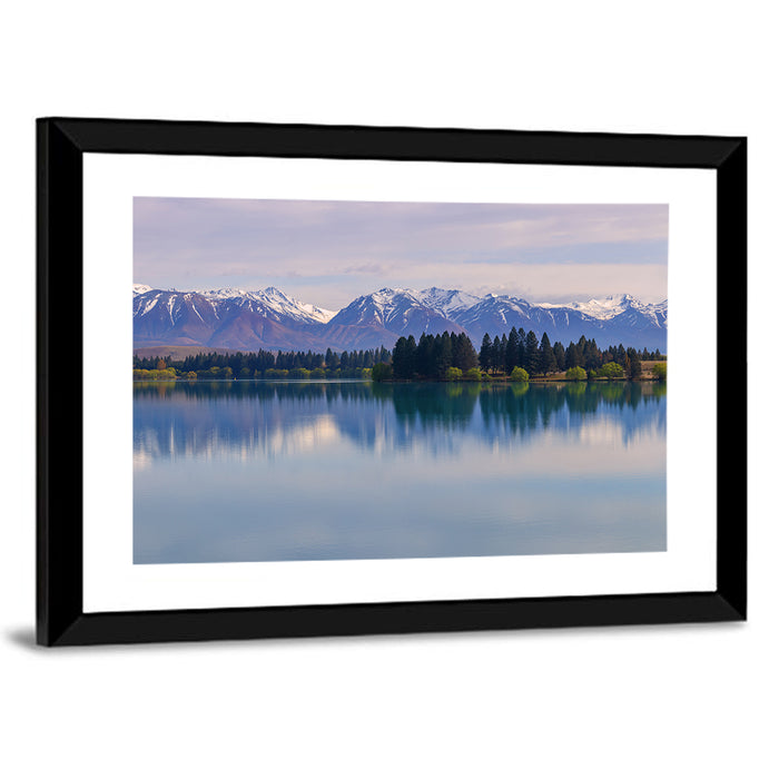 Ruataniwha Lake Reflection Wall Art as a framed print