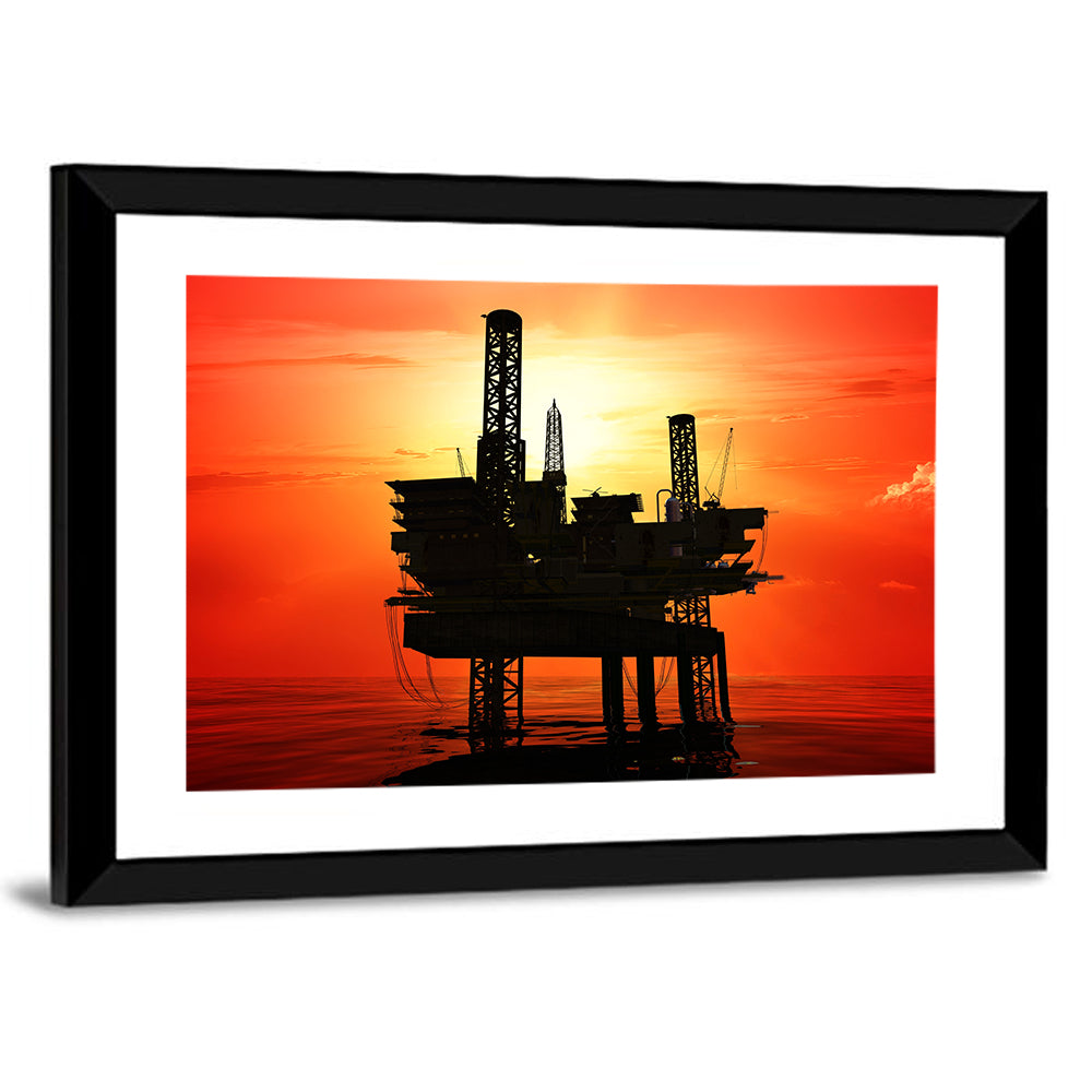Oil Rig Silhouette Wall Art