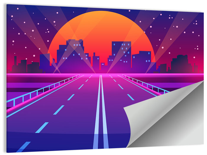 Dusk Highway Cityscape Wall Art as a poster print