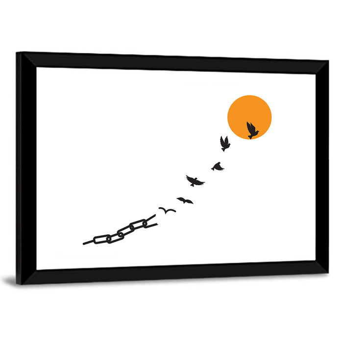 Broken Chain and Rising Sun Wall Art as a framed print