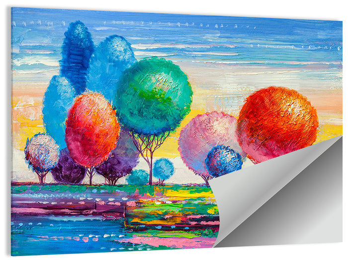 Autumn Trees at Sunset Wall Art as a poster print