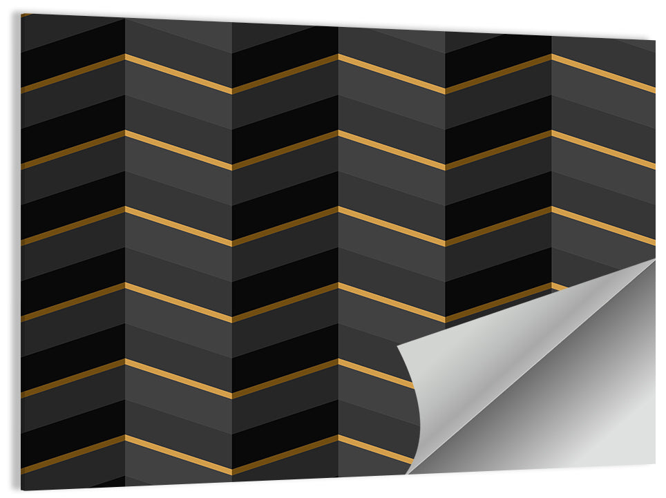 Black Stripes Golden Accent Wall Art