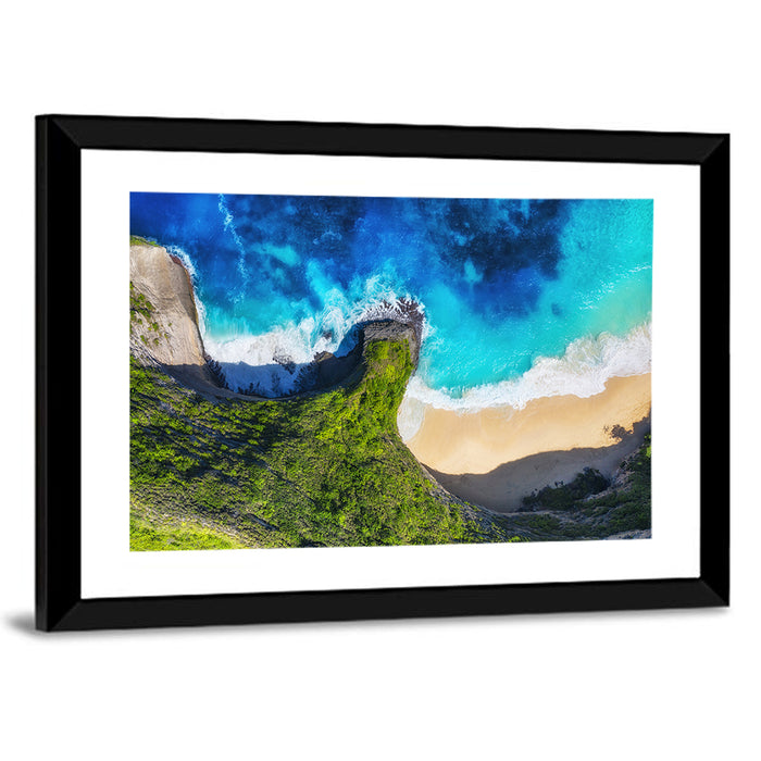 Kelingking Beach Cliffs Wall Art as a framed print