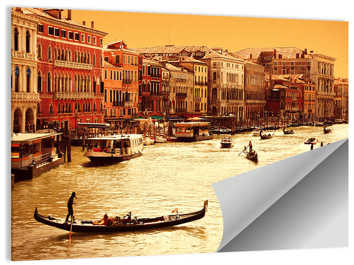 Grand Canal Gondola at Golden Hour Wall Art as a poster print