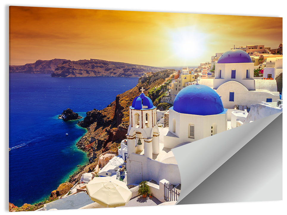 Oia Town Sunset Wall Art