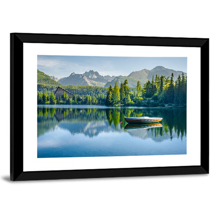 Štrbské Pleso Reflection Wall Art as a framed print