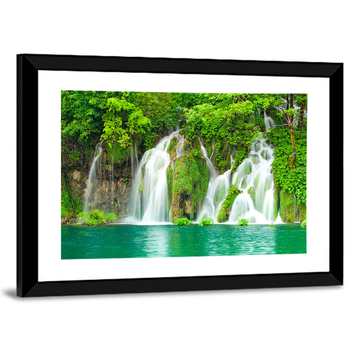 Plitvice Lakes Cascades Wall Art as a framed print
