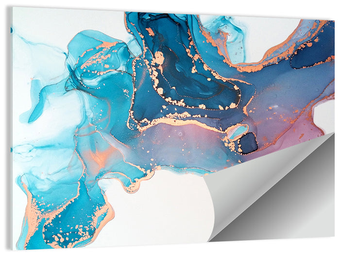 Fluid Ink with Metallic Gold Accents Wall Art as a poster print