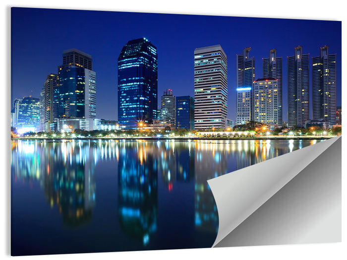 Benjakitti Park Night Skyline Wall Art as a poster print
