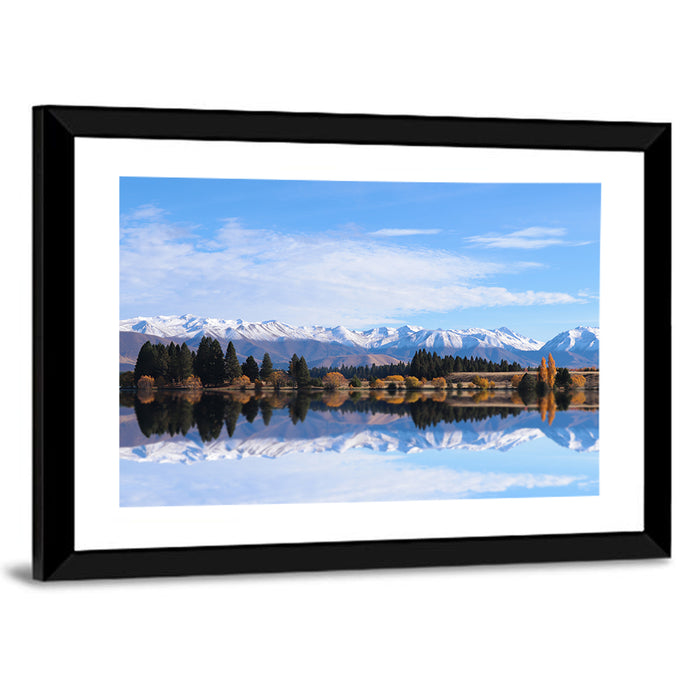 Ruataniwha Lake Reflection Wall Art as a framed print