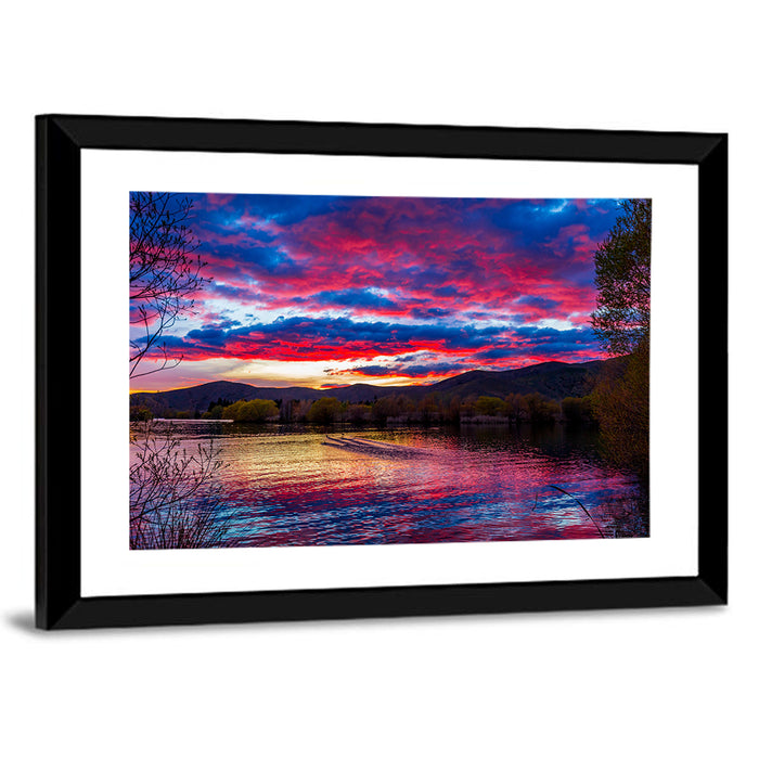 Lake Wairepo Arm Sunrise Reflection Wall Art as a framed print