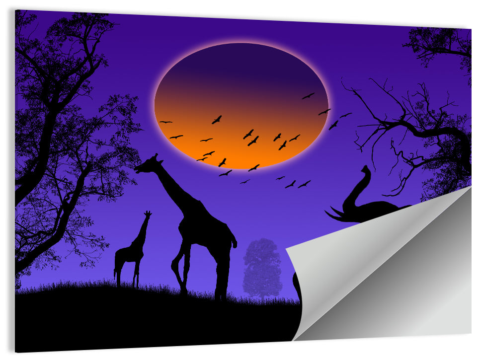 Wild Animals Silhouette Wall Art