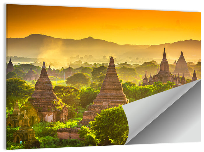 Bagan Golden Hour Temples Wall Art as a poster print