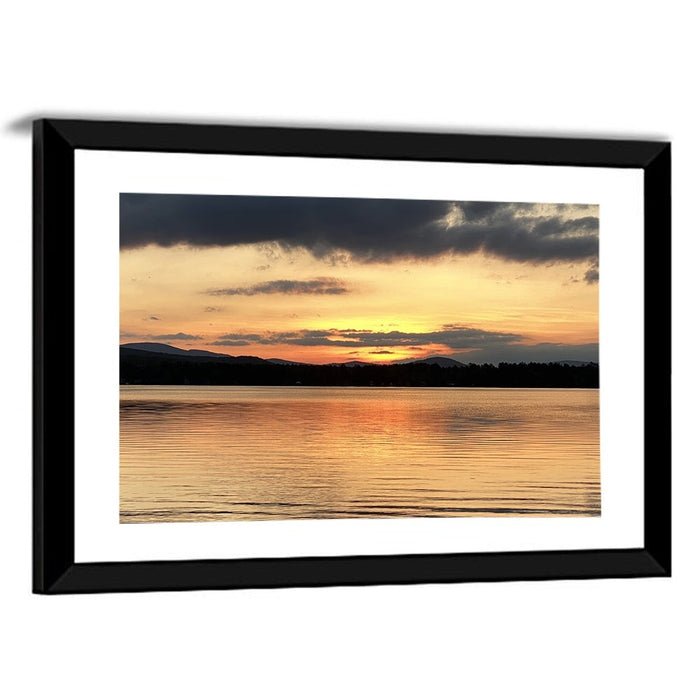 Lake Pleasant Golden Sunset Wall Art as a framed print