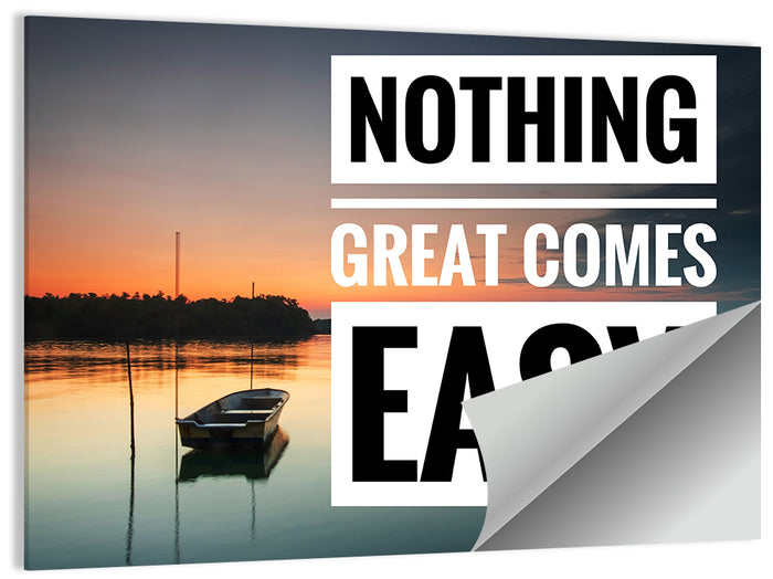 Nothing Great Comes Easy, Boat at Sunrise Wall Art as a poster print