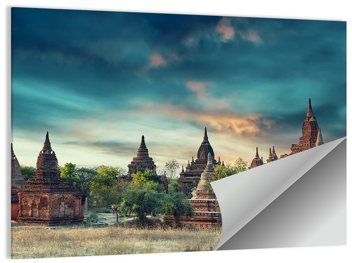 Bagan Ancient Pagodas at Sunrise Wall Art as a poster print