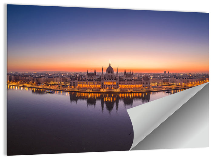 Hungarian Parliament at Dusk Wall Art as a poster print