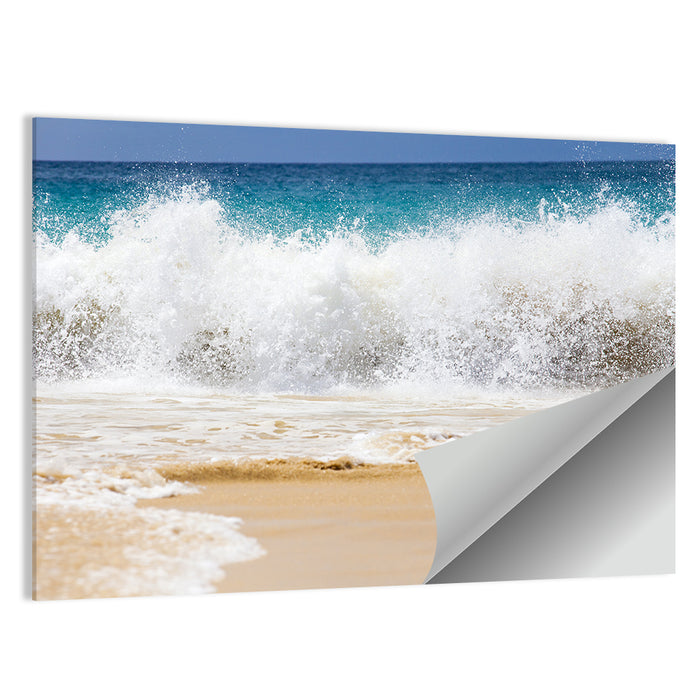 Breaking Wave Over Wet Sand Wall Art as a poster print