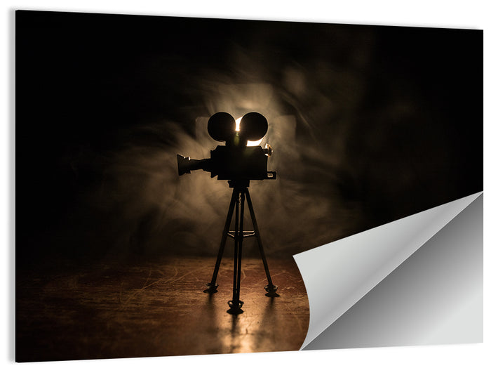 Backlit Vintage Movie Camera Wall Art as a poster print