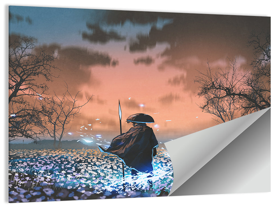 Warrior In Spring Field Wall Art