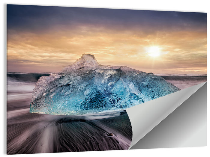 Diamond Beach Iceberg at Sunset Wall Art as a poster print