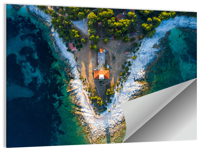 Veli Rat Aerial Lighthouse View Wall Art as a poster print