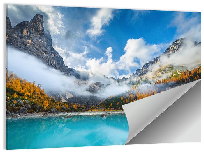 Autumn at Lake Sorapis, Dolomites Wall Art as a poster print