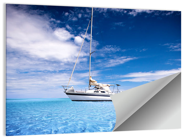 Furled Sails Over Turquoise Water Wall Art as a poster print