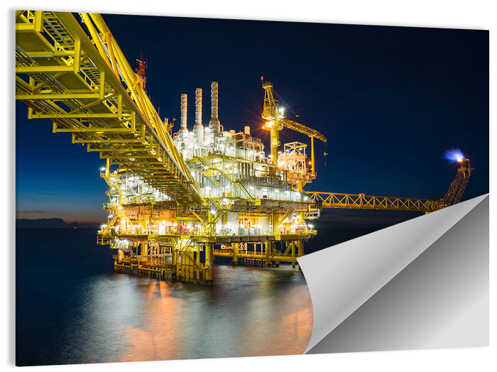 Glowing Offshore Oil Rig Wall Art as a poster print