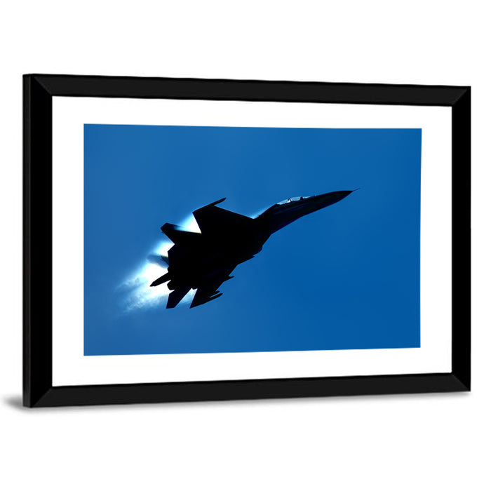 Su-27 Silhouette Wall Art as a framed print