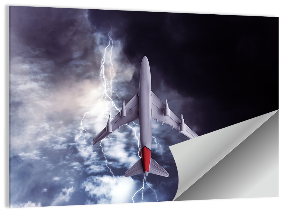 Airplane In Thunderstorm Wall Art