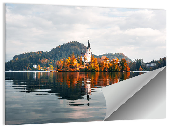 Lake Bled Island Reflection Wall Art as a poster print