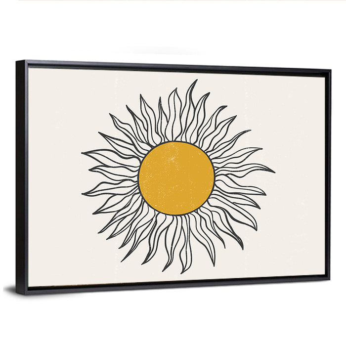 Textured Boho Sun Wall Art as a framed canvas