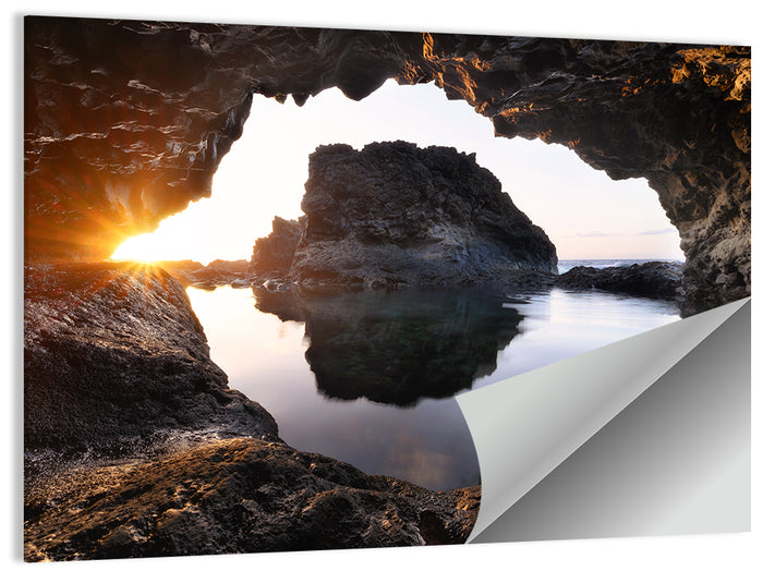 Sea Cave Sunset Wall Art as a poster print