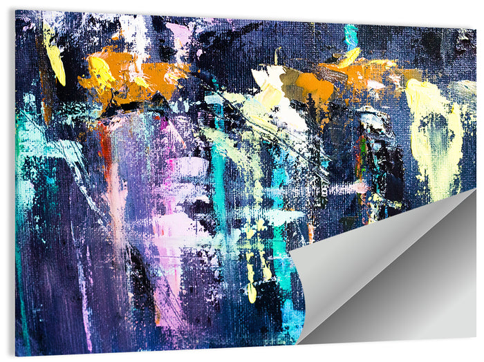 Impasto Waterfall in Blue and Purple Wall Art as a poster print