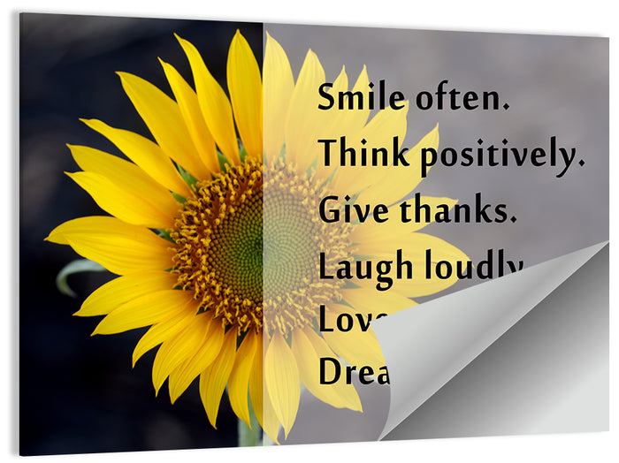Sunflower Smile Typography Wall Art as a poster print