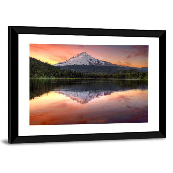 Mount Hood Reflected at Trillium Lake Wall Art as a framed print