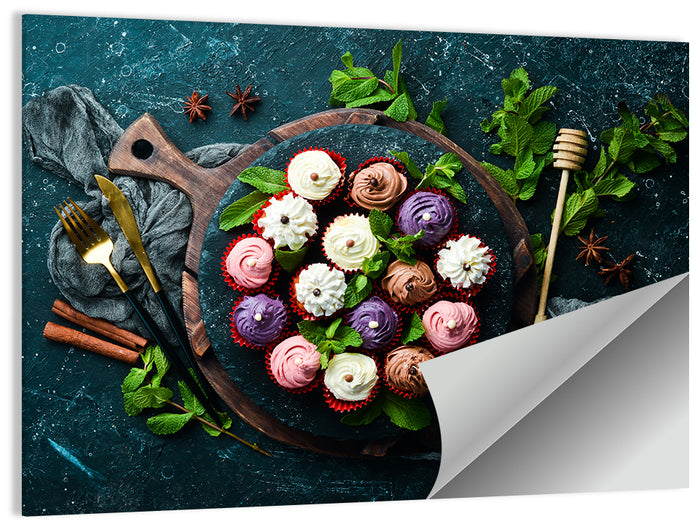 Cream Cupcakes Still Life Wall Art as a poster print