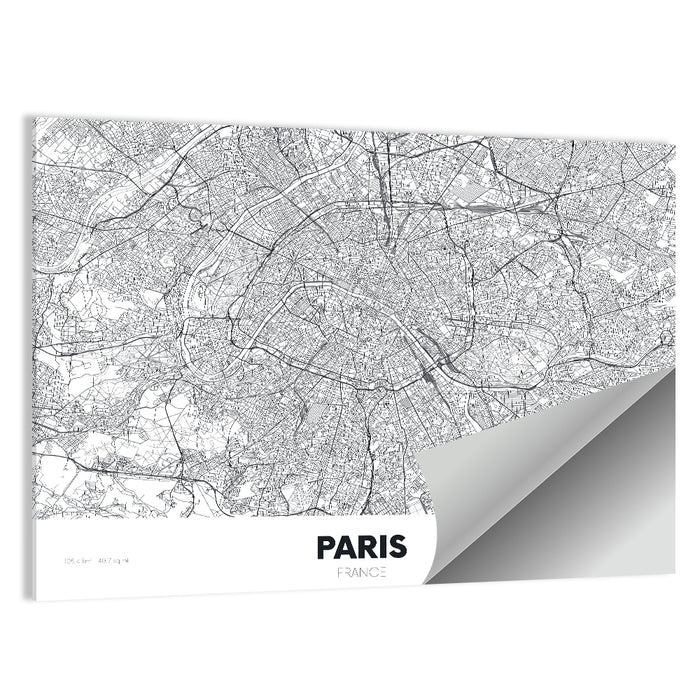 Paris Aerial Map Wall Art as a poster print