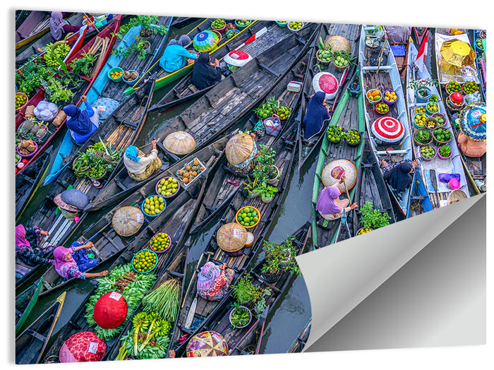 Birds-eye Floating Market Wall Art as a poster print