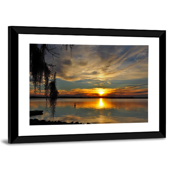Lake Seminole Sunset Reflection Wall Art as a framed print